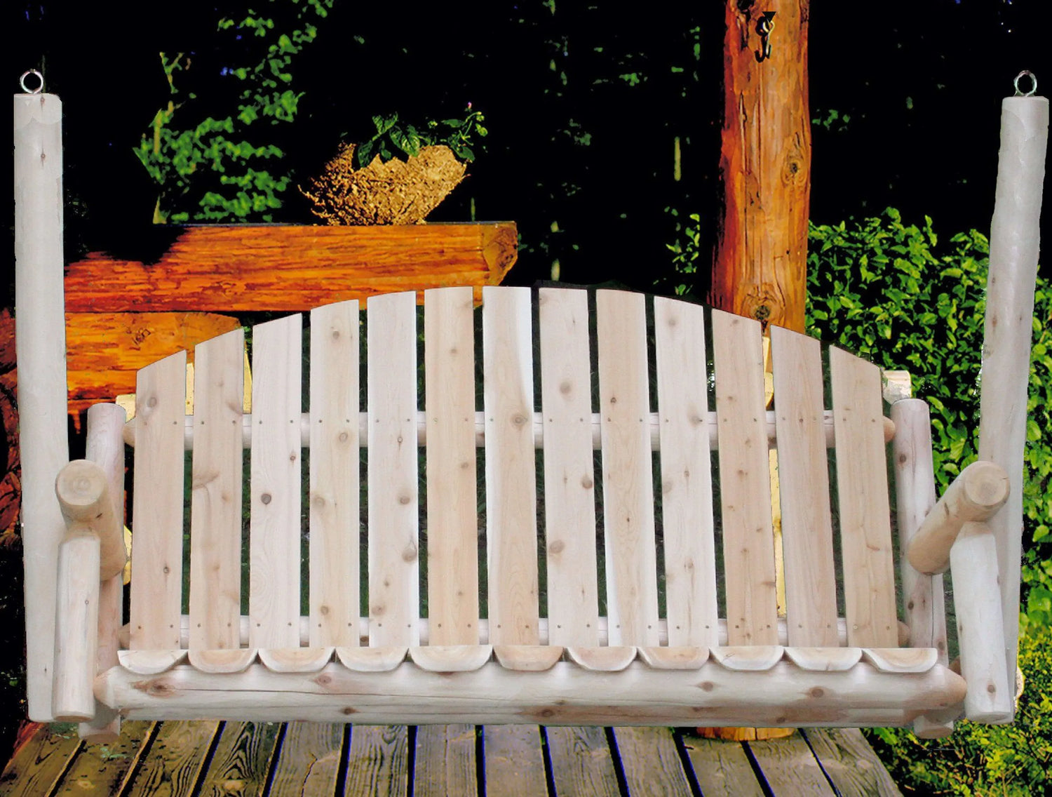 71" Natural Solid Wood Swing Chair