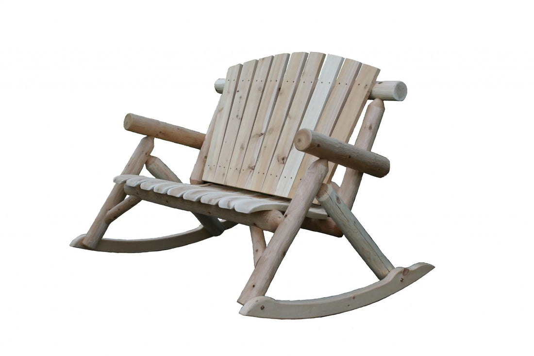 53" X 42" X 40" Natural Wood Rocking Loveseat