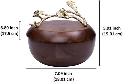 Acacia Wood Bowl with Lid