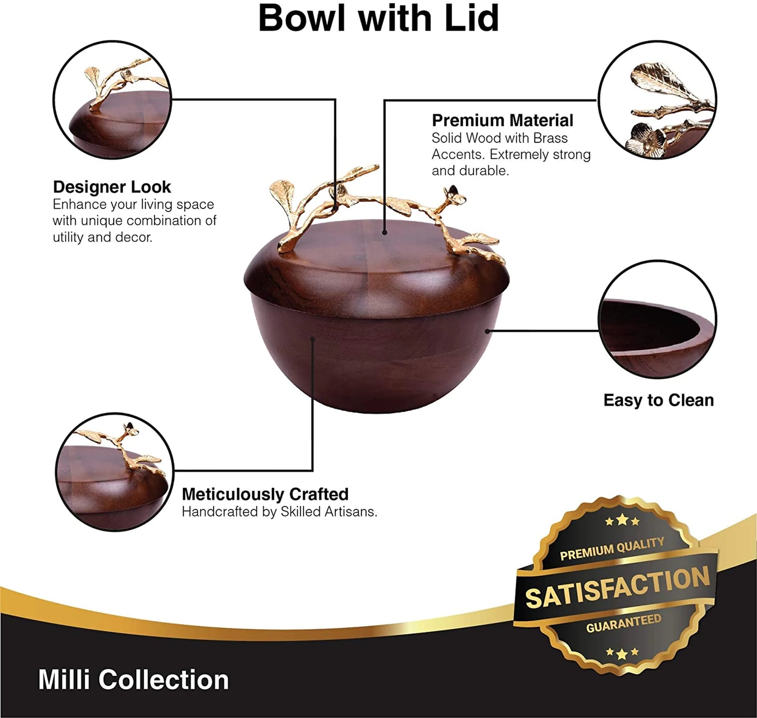 Acacia Wood Bowl with Lid