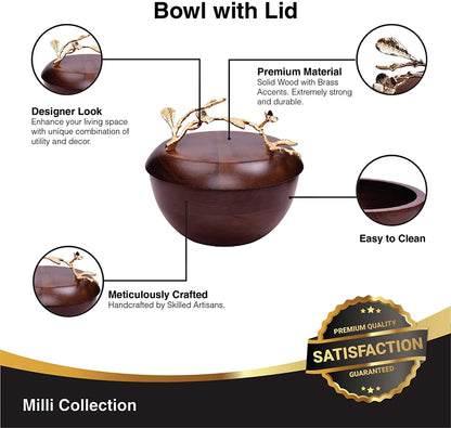 Acacia Wood Bowl with Lid